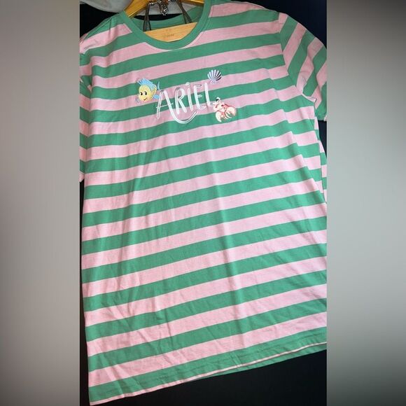 Disney Tops - Disney Our Universe Pink Striped Ariel T-Shirt Size Womens Large NWOT org cotton
